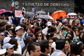 UNAM Law School Students And Workers Protest Against Judicial Reform In Mexico