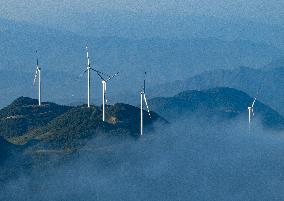 A High Mountain Wind Farm in Yichang