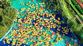 Tourists Cool Off on Rubber Boats at A Water Park in Shenyang