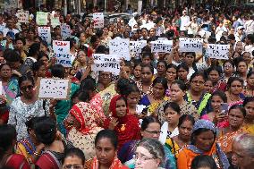 Women Are Participating In ''Journey Of Commitment'' Protest March In Kolkata