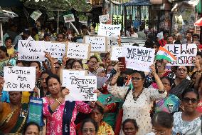 Women Are Participating In ''Journey Of Commitment'' Protest March In Kolkata