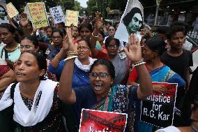 Women Are Participating In ''Journey Of Commitment'' Protest March In Kolkata