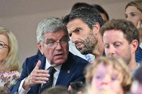 Paris 2024 Paralympics - Thomas Bach and Tony Estanguet At Cycling Track