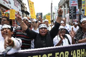 Activist Of Congress Party Take Part In A Protest In Kolkata Against The Rape And Murder Of A PGT Doctor