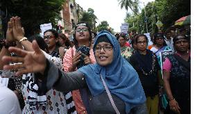 Activist Of Congress Party Take Part In A Protest In Kolkata Against The Rape And Murder Of A PGT Doctor