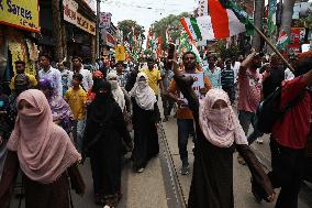 Activist Of Congress Party Take Part In A Protest In Kolkata Against The Rape And Murder Of A PGT Doctor