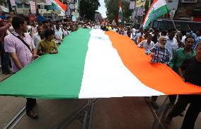 Activist Of Congress Party Take Part In A Protest In Kolkata Against The Rape And Murder Of A PGT Doctor