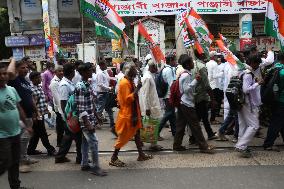 Activist Of Congress Party Take Part In A Protest In Kolkata Against The Rape And Murder Of A PGT Doctor