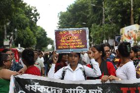 Citizens Are Participating In A Protest March In Kolkata, India