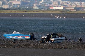 Mollusk Fishing In The Tejo River, Lisbon.