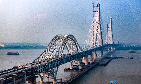 Chang-Tai Yangtze River Bridge Construction in Taixing