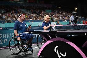 Paris 2024 Paralympics - Table Tennis - Flora Vautier and Florian Merrien Competing