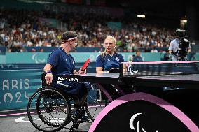 Paris 2024 Paralympics - Table Tennis - Flora Vautier and Florian Merrien Competing