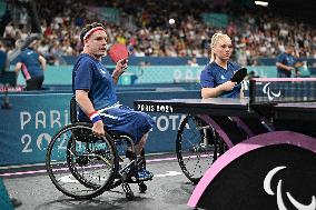 Paris 2024 Paralympics - Table Tennis - Flora Vautier and Florian Merrien Competing