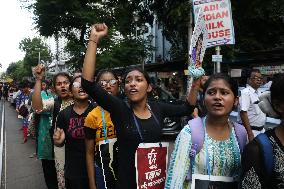 Current And Ex Students Take Part In Protest Rally In Kolkata