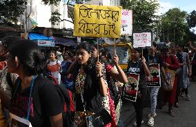 Current And Ex Students Take Part In Protest Rally In Kolkata