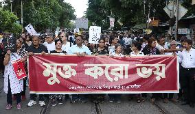 Current And Ex Students Take Part In Protest Rally In Kolkata