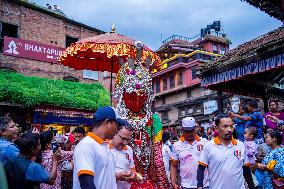 The Buddhist Community Display Effigies Of Dipankar Buddhas Statue In Bhaktapur, Nepal.