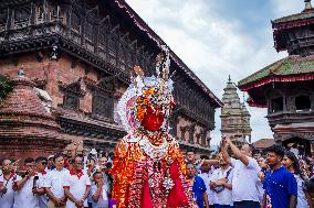 The Buddhist Community Display Effigies Of Dipankar Buddhas Statue In Bhaktapur, Nepal.