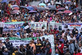 Victims Of Cooperatives Staged A Demonstration In Kathmandu