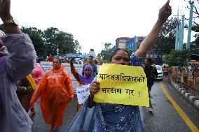 Nepali Human Rights Activists March In Kathmandu