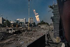 Firefighters work in Kharkiv