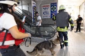 Firefighters work in Kharkiv