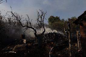 Firefighters work in Kharkiv