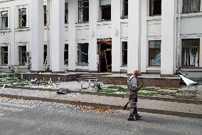 Consequences of Russian missile attack in Kyiv