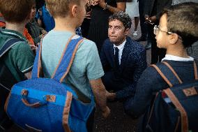 PM Attal Visits A Primary School - Issy les Moulineaux