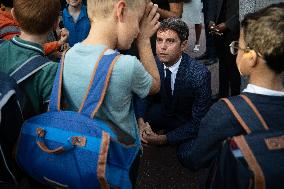 PM Attal Visits A Primary School - Issy les Moulineaux