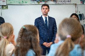 PM Attal Visits A Primary School - Issy les Moulineaux