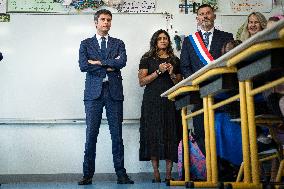 PM Attal Visits A Primary School - Issy les Moulineaux