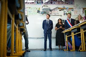 PM Attal Visits A Primary School - Issy les Moulineaux