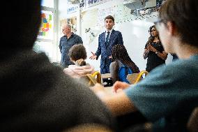 PM Attal Visits A Primary School - Issy les Moulineaux