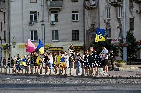 Rally in  support of Ukrainian POWs in Zaporizhzhia