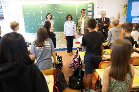 Rachida Dati Visits Primary Schools - Paris