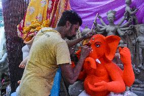 Preparation Of Ganesh Chaturthi Festival In India.