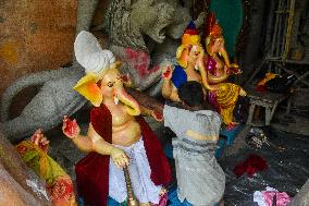 Preparation Of Ganesh Chaturthi Festival In India.