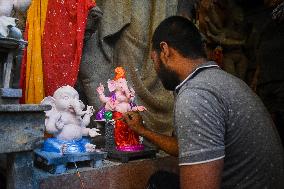 Preparation Of Ganesh Chaturthi Festival In India.