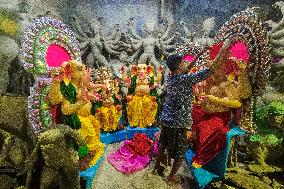 Preparation Of Ganesh Chaturthi Festival In India.