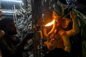 Preparation Of Ganesh Chaturthi Festival In India.