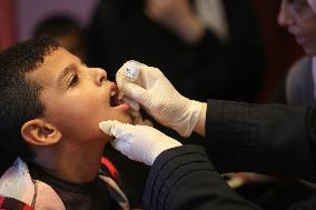 Children Given Polio Vaccine - Gaza