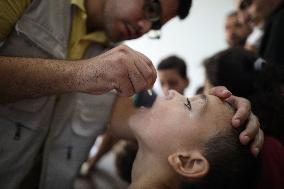 Children Given Polio Vaccine - Gaza