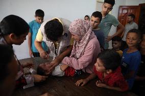 Children Given Polio Vaccine - Gaza