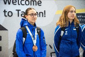 Karmen Bruusi arriving home