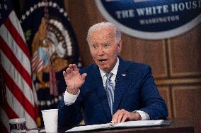 President Joe Biden makes remarks at the kickoff event of the Investing in America content series