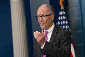 Director of the Office of Intergovernmental Affairs Tom Perez participates in the daily briefing