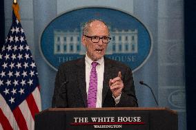 Director of the Office of Intergovernmental Affairs Tom Perez participates in the daily briefing