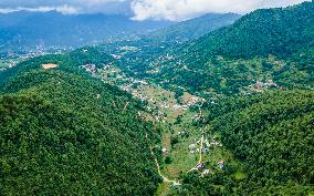 Drone View Of The Lush Greenery Hill In Nepal.